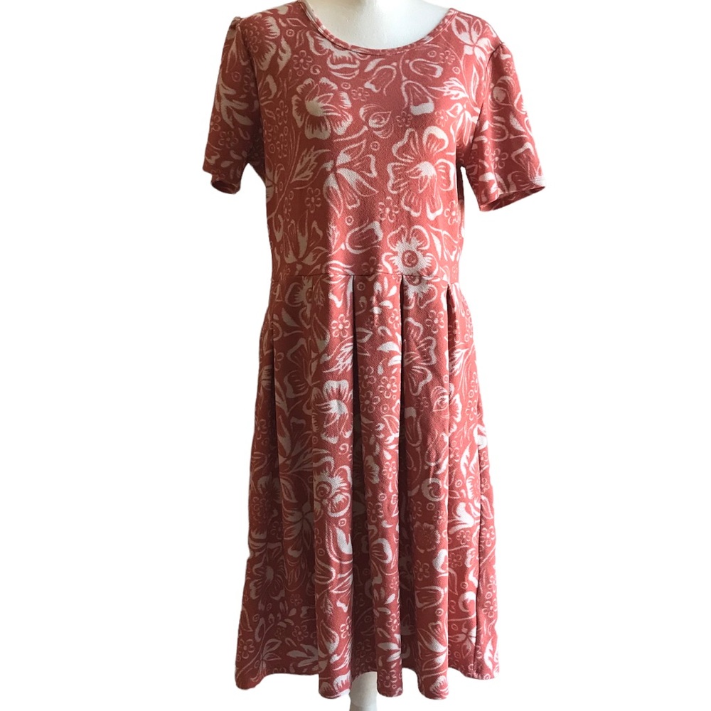 Lularoe Amelia Dress Coral Hawaiian print